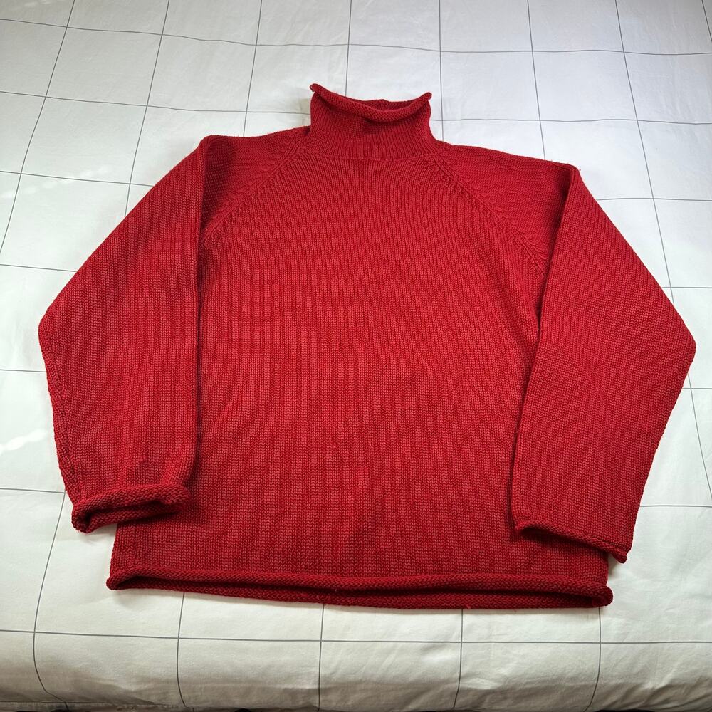 J.Crew Vintage Roll Neck Sweater Womens Large Red 100% Wool Knit Classic Preppy